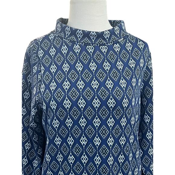 Olsen Henny Stretch Jersey Blue Geometric Top - Ladies US 6 New Made in Germany - Picture 2 of 7